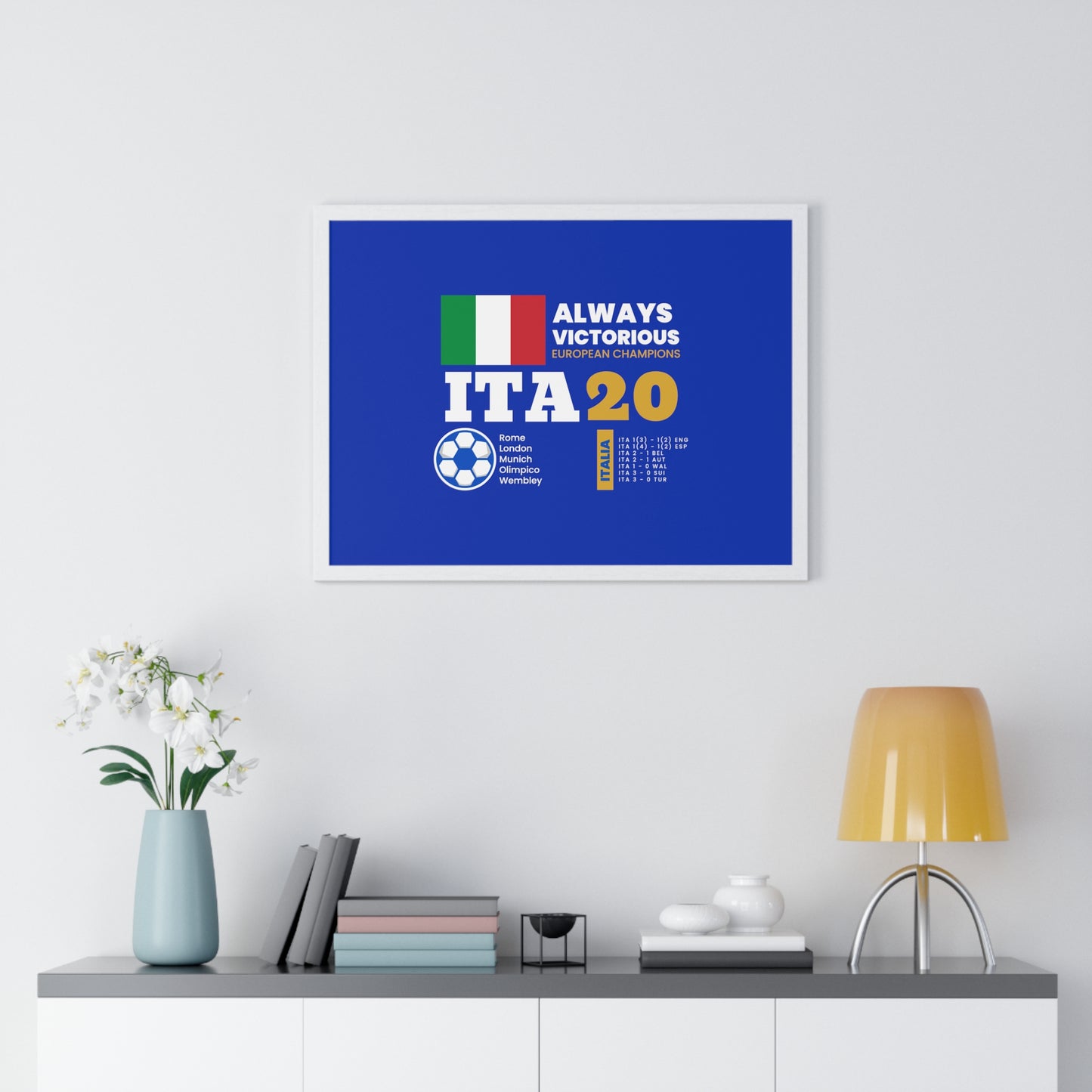 Triumph of Azzurri: Italy's 2020 Euro Cup Victory - Elegant Horizontal Framed Poster