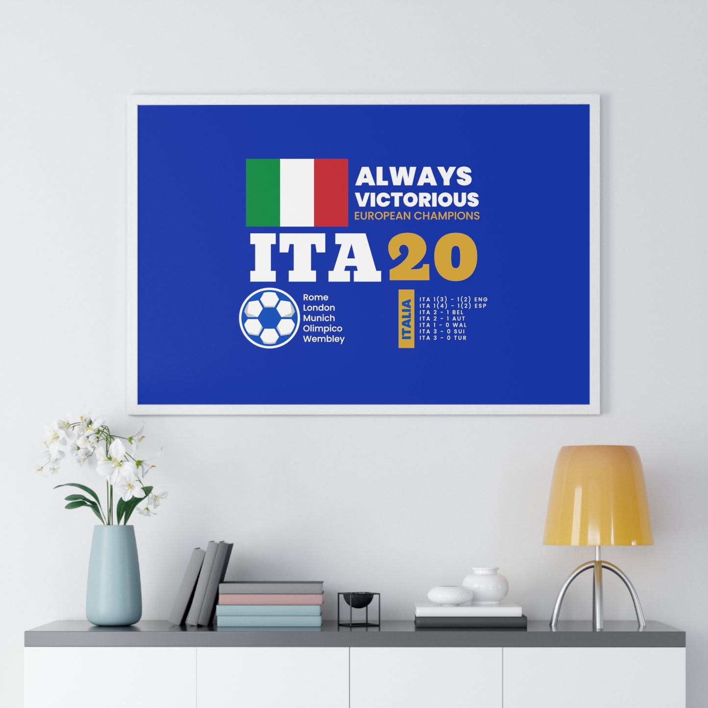 Triumph of Azzurri: Italy's 2020 Euro Cup Victory - Elegant Horizontal Framed Poster