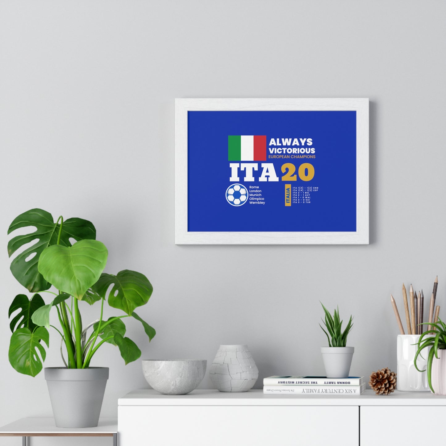 Triumph of Azzurri: Italy's 2020 Euro Cup Victory - Elegant Horizontal Framed Poster