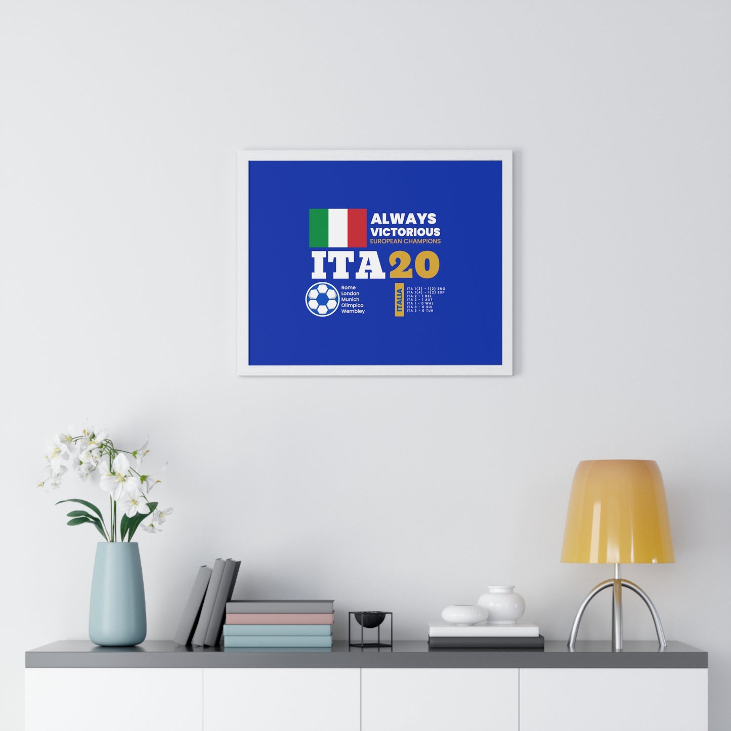 Triumph of Azzurri: Italy's 2020 Euro Cup Victory - Elegant Horizontal Framed Poster