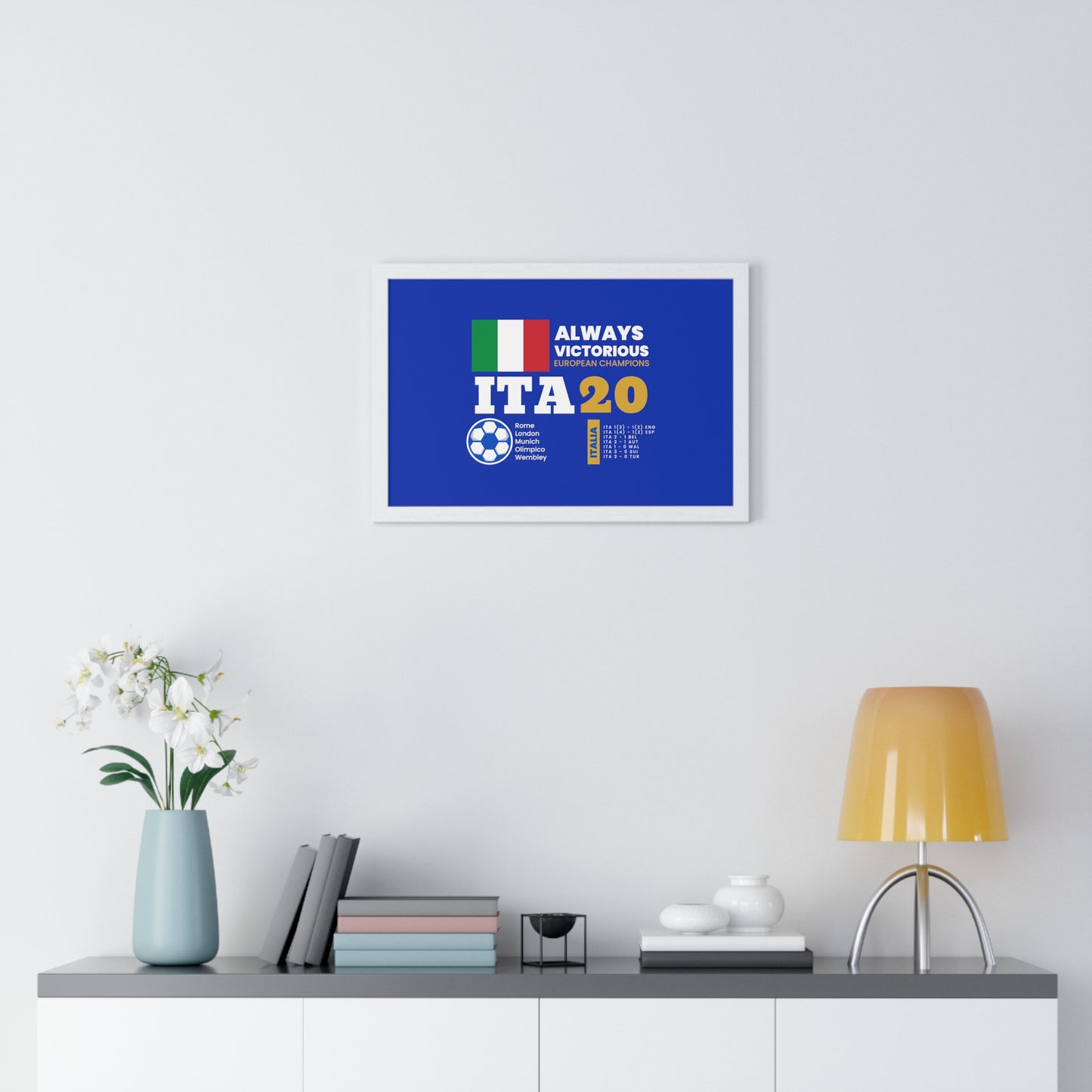 Triumph of Azzurri: Italy's 2020 Euro Cup Victory - Elegant Horizontal Framed Poster