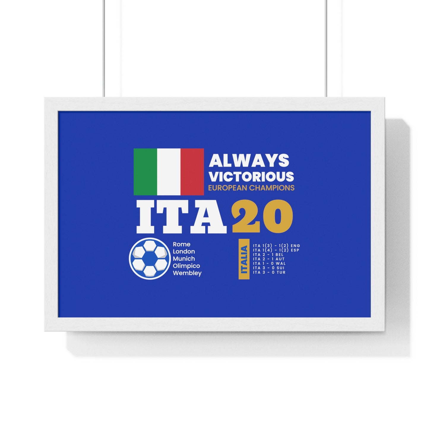 Triumph of Azzurri: Italy's 2020 Euro Cup Victory - Elegant Horizontal Framed Poster