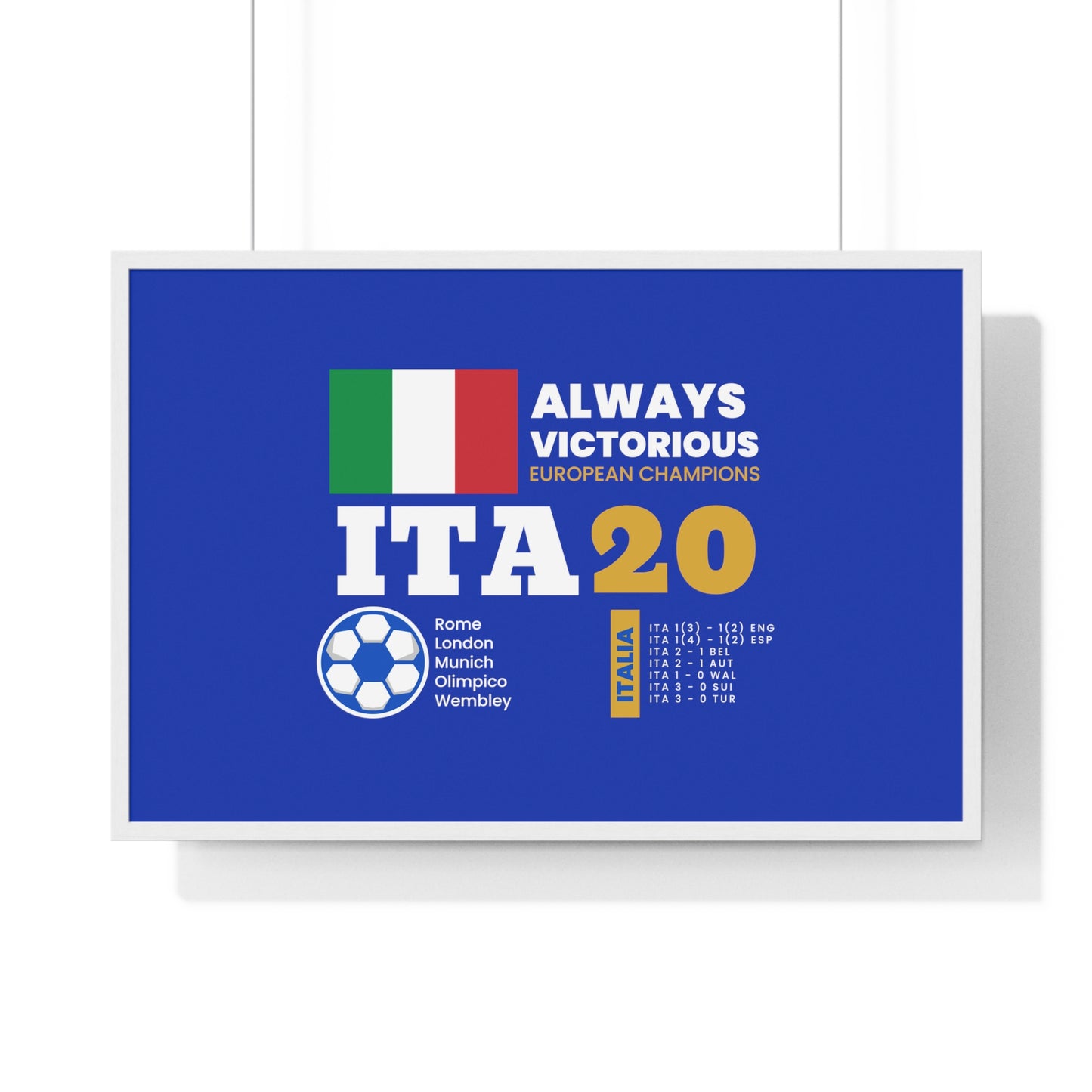 Triumph of Azzurri: Italy's 2020 Euro Cup Victory - Elegant Horizontal Framed Poster